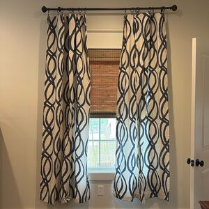 Two (2) West Elm Curtain Panels Navy 84 L
